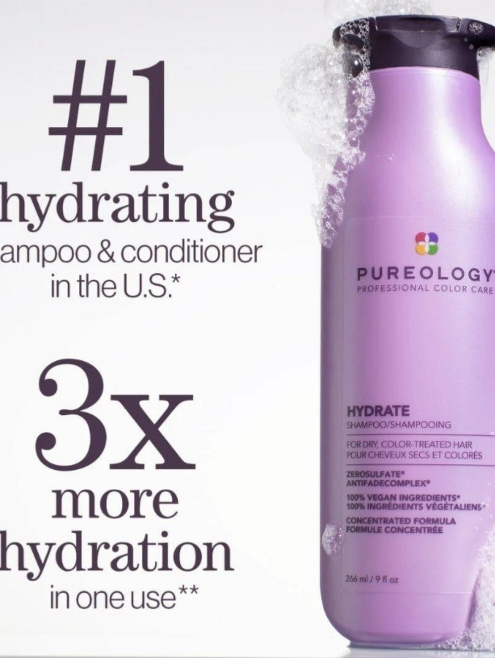 NWT FULL SET Pureology Hydrate Shampoo 226ml&Conditioner 226ml Duo 100% VEGAN - Picture 3 of 9